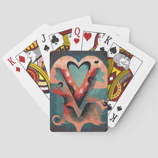 Heart with the Letter V Playing Cards (Back)