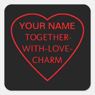 Heart with TOGETHER-WITH-LOVE-CHARM Switchwords Square Sticker