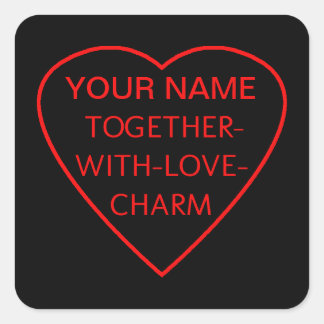 Heart with TOGETHER-WITH-LOVE-CHARM Switchwords Square Sticker