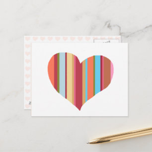 heart with vertical colour-stripes postcard