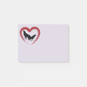 Heart Wolf and Raven Post-it Notes