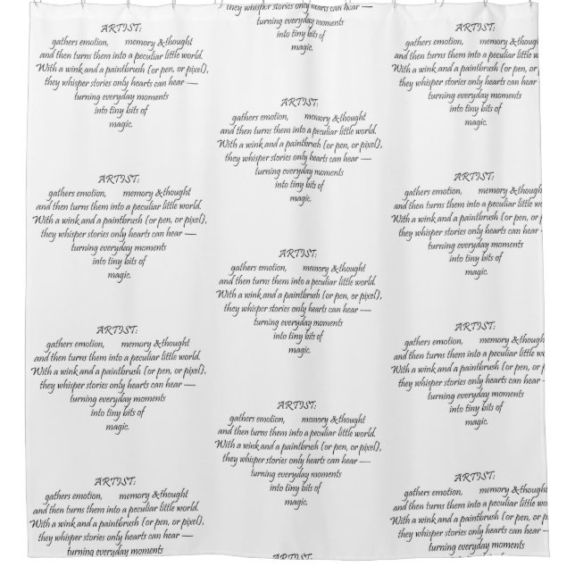 Heart Words Explaining and Artist Whimsical Art  Shower Curtain (Front)