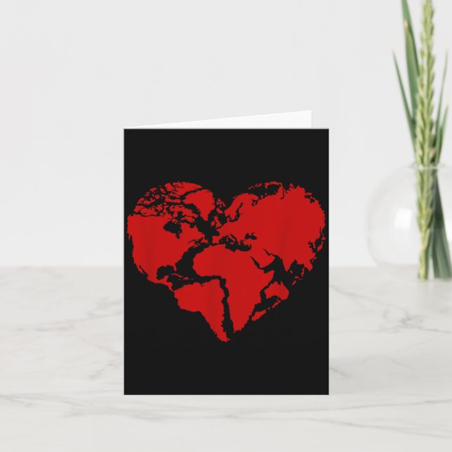 Heart World Map Peace Kindness Lover Card (Front)
