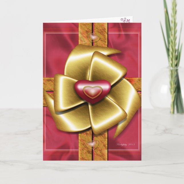Heart Wrapping Valentine Holiday Card (Front)