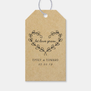 Heart Wreath Let Love Grow Wedding Seed Favour Gift Tags