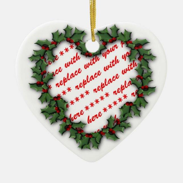 Heart Wreath Photo Frame Ceramic Tree Decoration (Front)