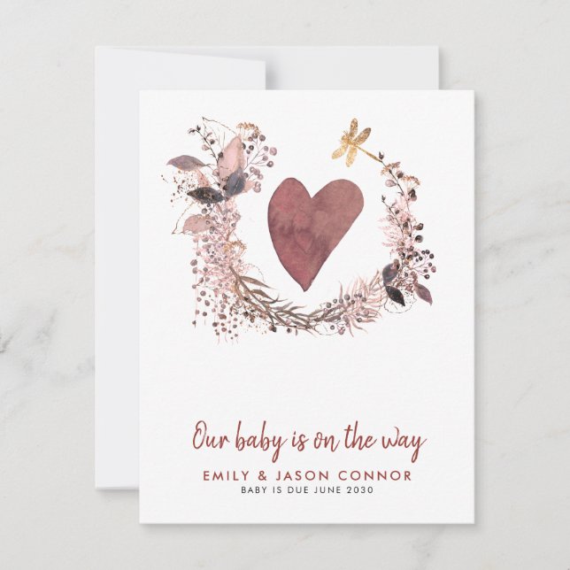 Heart Wreath Pregnancy Announcement (Front)