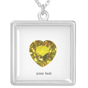 Heart Yellow Gemstone Silver Plated Necklace