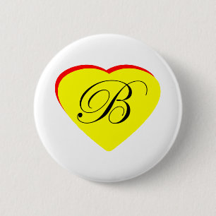 Heart Yellow Red B Wedding Invitation The MUSEUM Z 6 Cm Round Badge