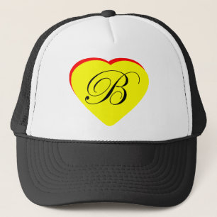 Heart Yellow Red B Wedding Invitation The MUSEUM Z Trucker Hat