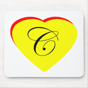 Heart Yellow Red C Wedding Invitation The MUSEUM Z Mouse Pad