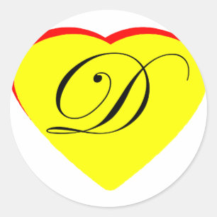 Heart Yellow Red D Wedding Invitation The MUSEUM Z Classic Round Sticker