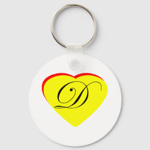 Heart Yellow Red D Wedding Invitation The MUSEUM Z Key Ring