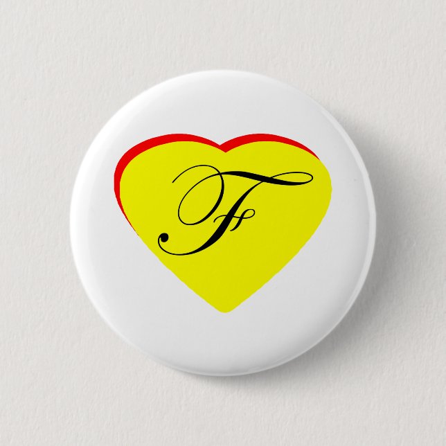 Heart Yellow Red F Wedding Invitation The MUSEUM Z 6 Cm Round Badge (Front)