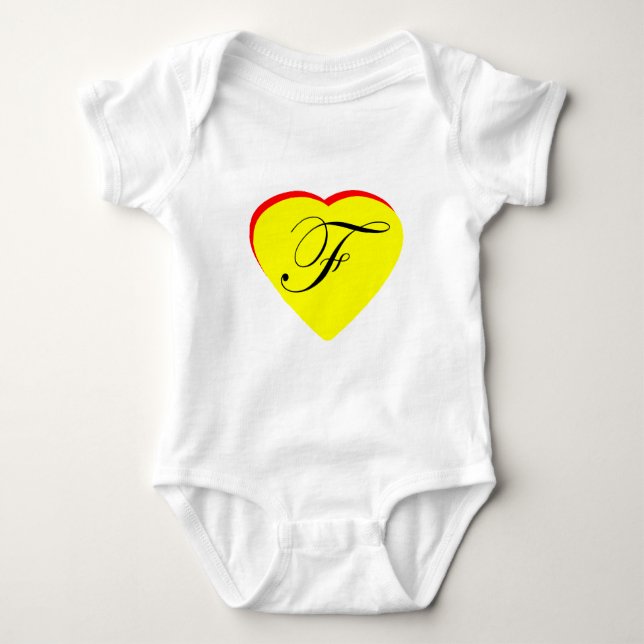 Heart Yellow Red F Wedding Invitation The MUSEUM Z Baby Bodysuit (Front)