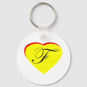 Heart Yellow Red F Wedding Invitation The MUSEUM Z Key Ring