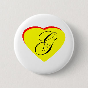 Heart Yellow Red G Wedding Invitation The MUSEUM Z 6 Cm Round Badge
