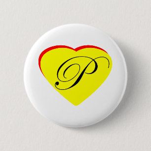 Heart Yellow Red P Wedding Invitation The MUSEUM Z 6 Cm Round Badge