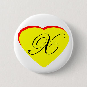 Heart Yellow Red X Wedding Invitation The MUSEUM Z 6 Cm Round Badge
