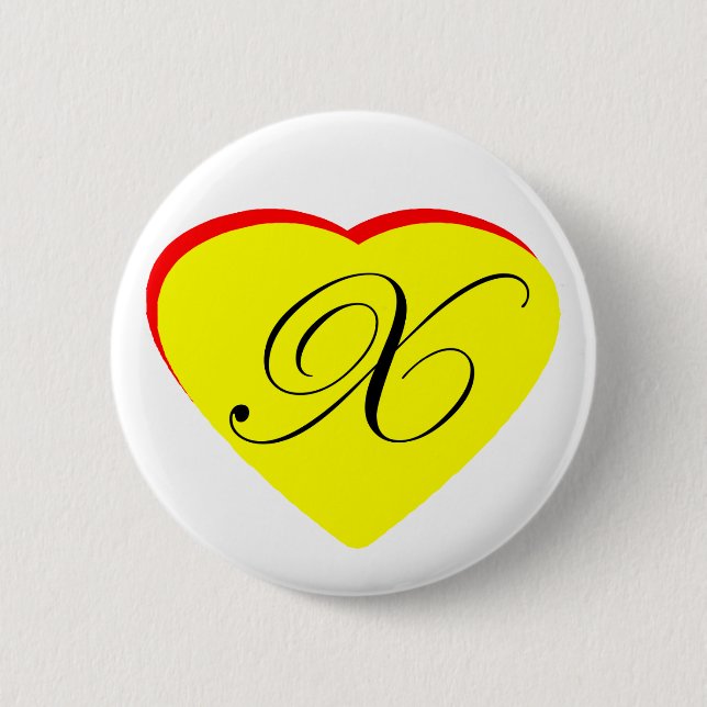 Heart Yellow Red X Wedding Invitation The MUSEUM Z 6 Cm Round Badge (Front)