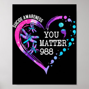 Heart You 988 Suicide Prevention Awareness  Poster