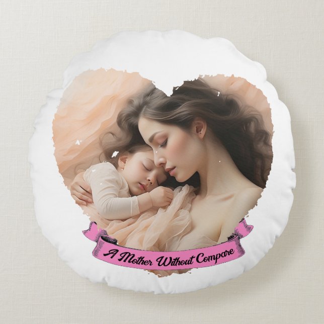 Heart You, A Mother Without Compare Round Cushion (Front)