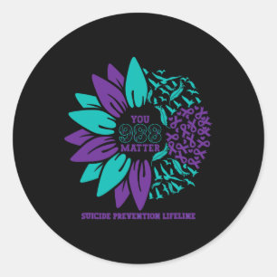 Heart You Problem 988 Suicide Prevention Awareness Classic Round Sticker