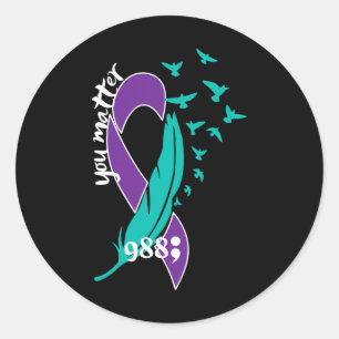 Heart You Problem 988 Suicide Prevention Awareness Classic Round Sticker