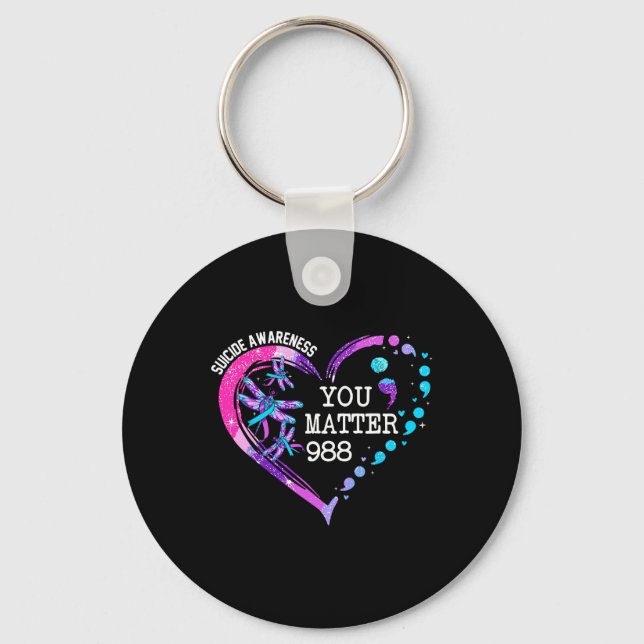 Heart You Problem 988 Suicide Prevention Awareness Key Ring (Front)