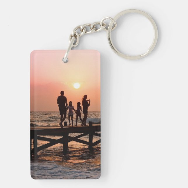 Heart Your Name Photo Script Custom Gift Keychain (Back)
