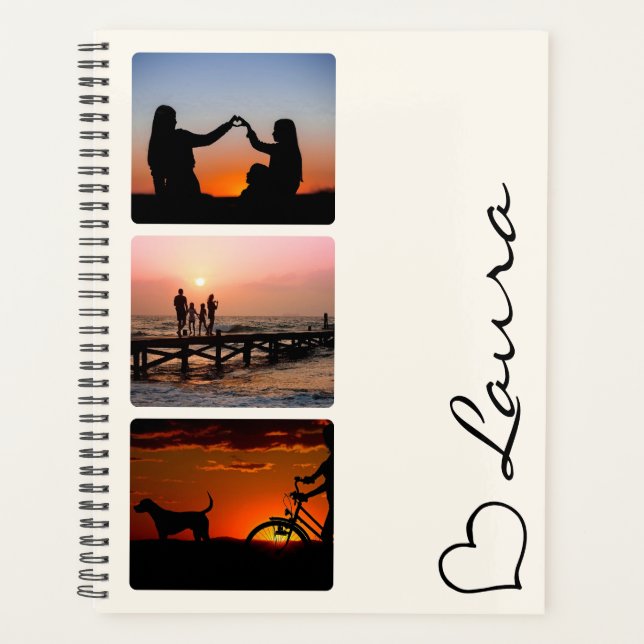 Heart Your Name Photo Script Custom Gift Planner (Front)