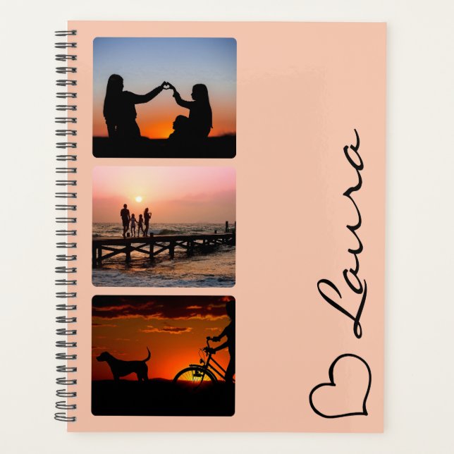 Heart Your Name Photo Script Custom Gift Planner (Front)