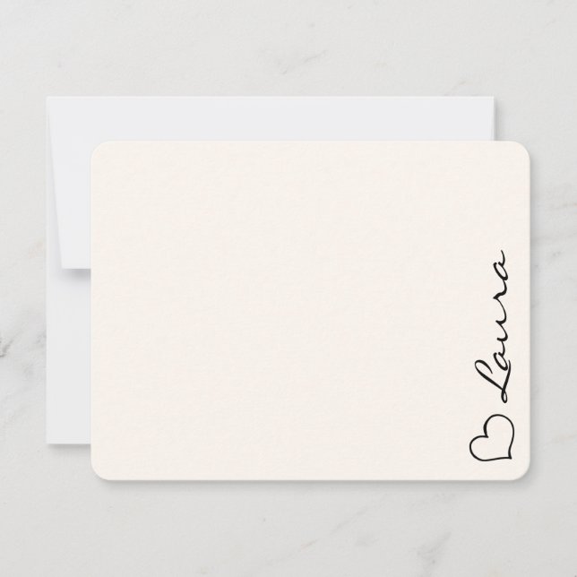 Heart Your Name Script Custom Gift Note Card (Front)