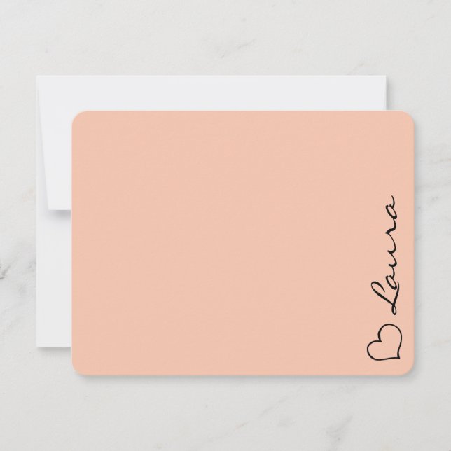 Heart Your Name Script Custom Gift Note Card (Front)