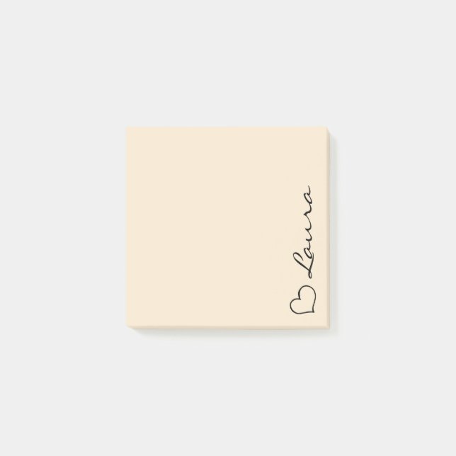 Heart Your Name Script Custom Gift Sticky Notes (Front)
