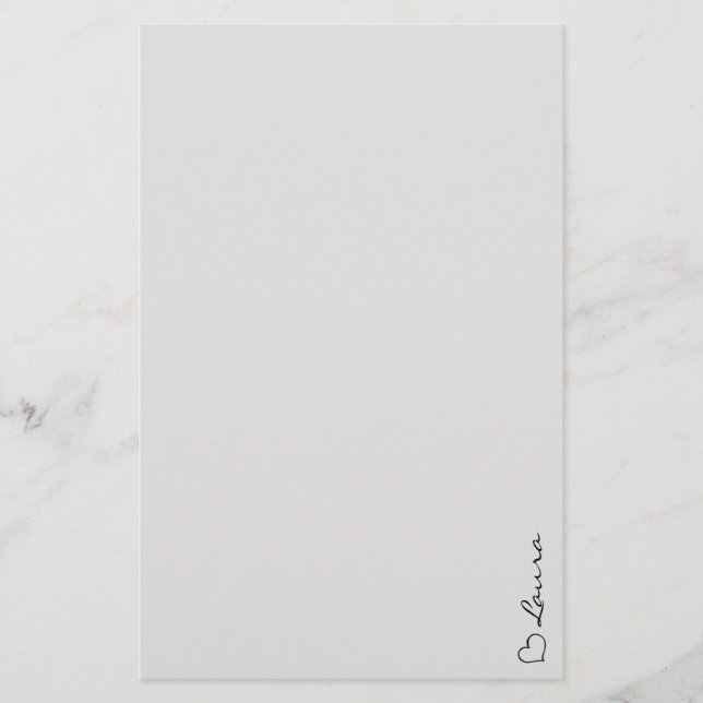 Heart Your Name Script Custom Stationery Paper (Front)