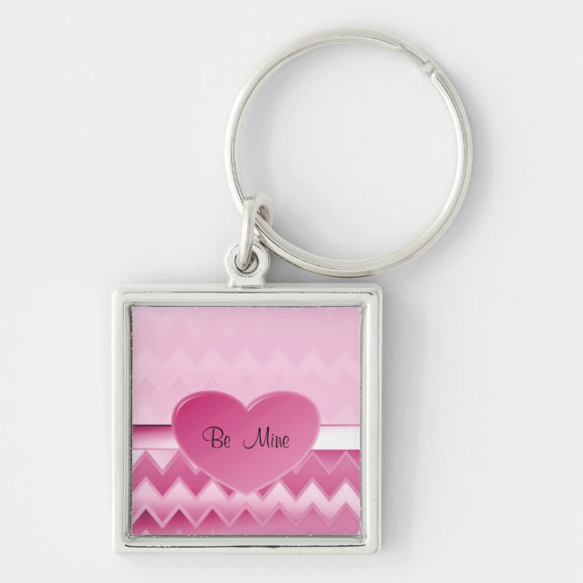 Heart zigzag-Pink Key Ring (Front)