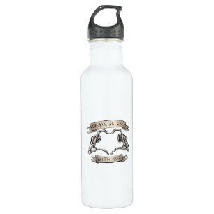 Heartagram Death Is Classic Skeleton Hand Heart 710 Ml Water Bottle