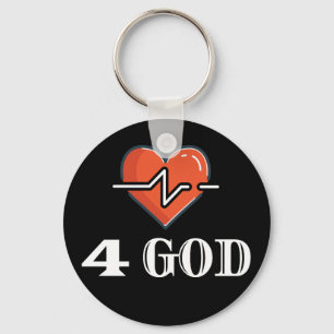 Heartbeat 4 God Red and White Key Ring