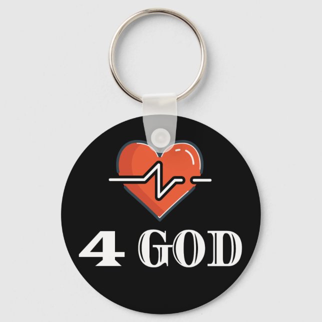 Heartbeat 4 God Red and White Key Ring (Front)