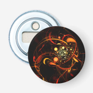 Heartbeat Abstract Art Button Bottle Opener