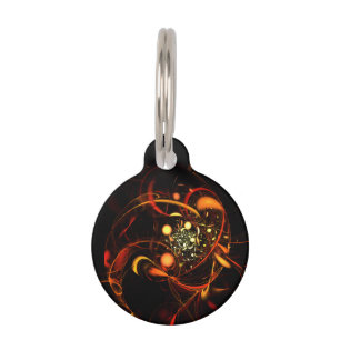 Heartbeat Abstract Art Round Pet Tag