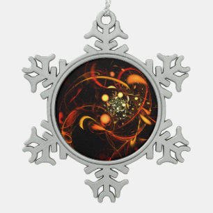 Heartbeat Abstract Art Snowflake Pewter Christmas Ornament