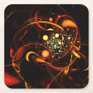 Heartbeat Abstract Art Square Paper Coaster