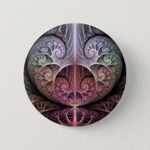 Heartbeat, Abstract Surreal Fantasy Fractal Art 6 Cm Round Badge