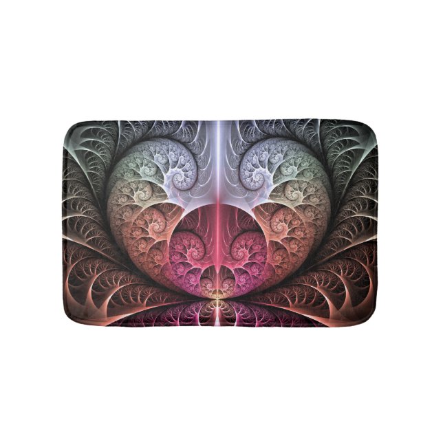 Heartbeat, Abstract Surreal Fantasy Fractal Art Bath Mat (Front)