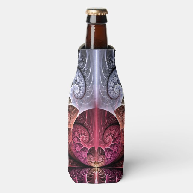 Heartbeat, Abstract Surreal Fantasy Fractal Art Bottle Cooler (Bottle Front)