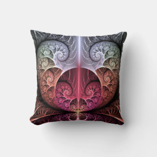 Heartbeat, Abstract Surreal Fantasy Fractal Art Cushion
