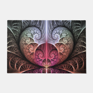 Heartbeat, Abstract Surreal Fantasy Fractal Art Doormat
