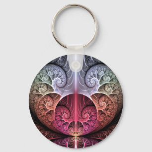 Heartbeat, Abstract Surreal Fantasy Fractal Art Key Ring